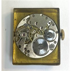 Swiss early 20th century 9ct gold manual wind Jump Hour wristwatch watch, Glasgow import marks 1932, on expanding gilt strap