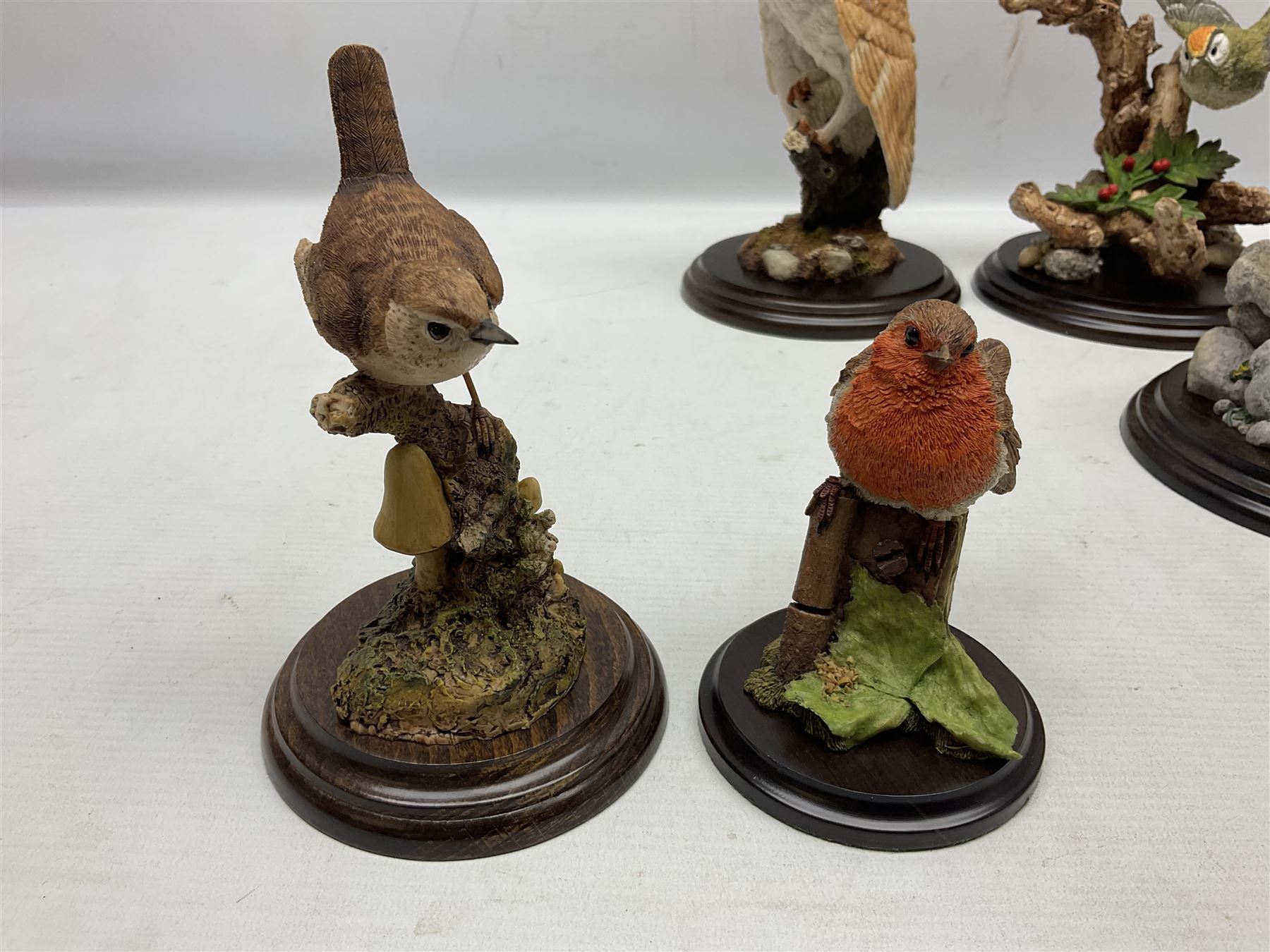 Quantity of Country Artists figures, comprising Woodland Visitors G800, Otter Family CA 552, Barn Owl CA 431, Wren CA 81, Mouse and Acorn CA784, Kingfisher - Broadway CA422, Early Days - Barn Owlets CA 720, together with two Border Fine Arts figures comprising Woodcock by James Harvey, 1985 and First Outing, Many with original boxes (9)