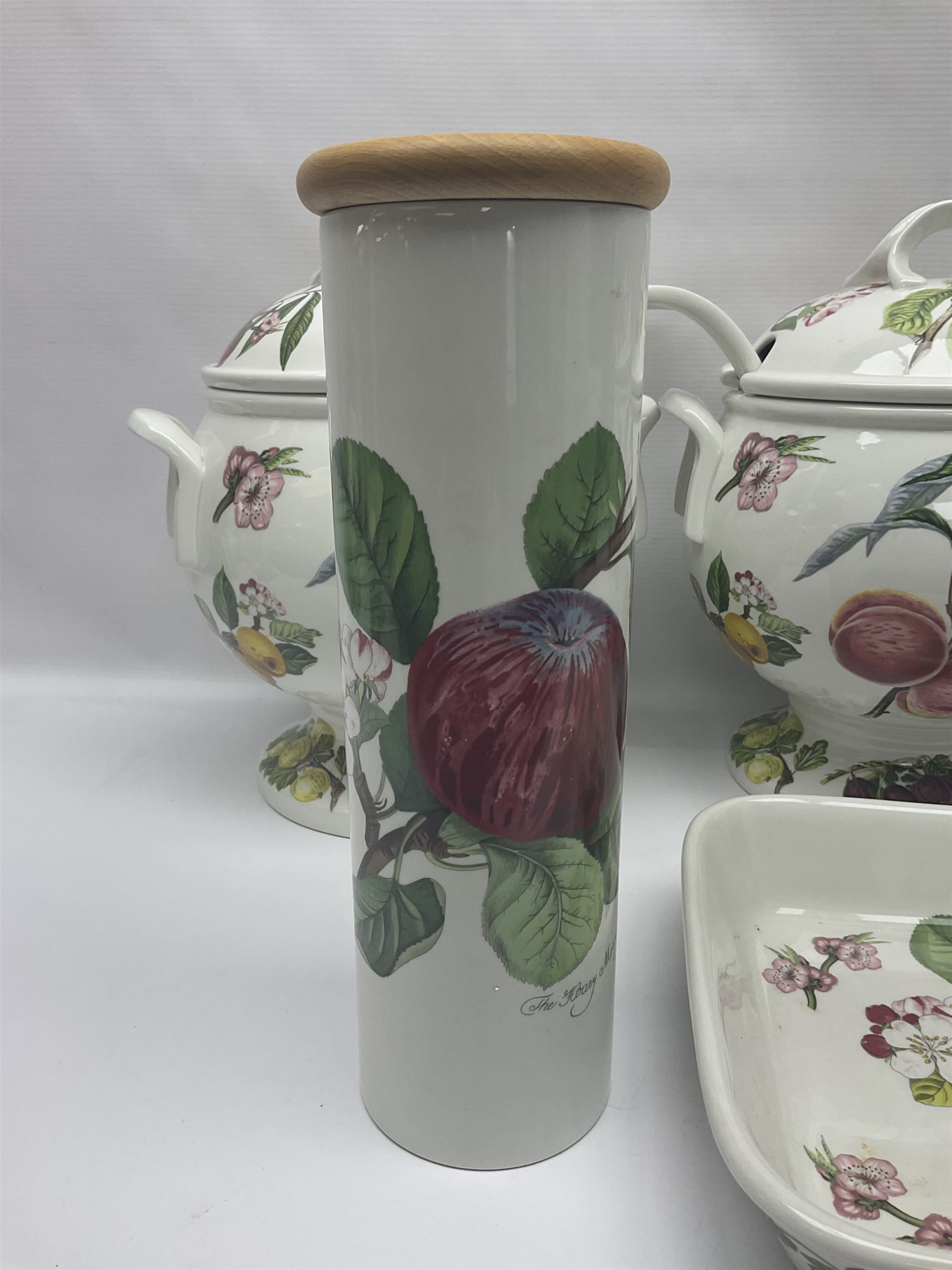 Three Portmeirion soup tureens with covers and ladles, together with vases, large bowls and other Portmeirion items