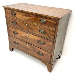 19th century mahogany chest, four graduating cockbeaded drawers, ogee bracket supports 
