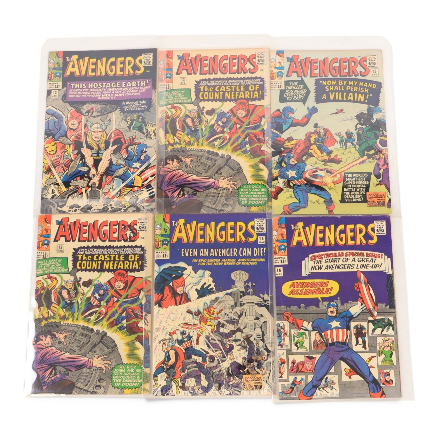 Eleven Marvel Silver Age 'The Avengers' comic books, spanning years 1965-1966, comprising issues #12-#20, including some duplicates