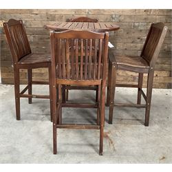 Alexander Rose circular high hardwood garden table, and four stools