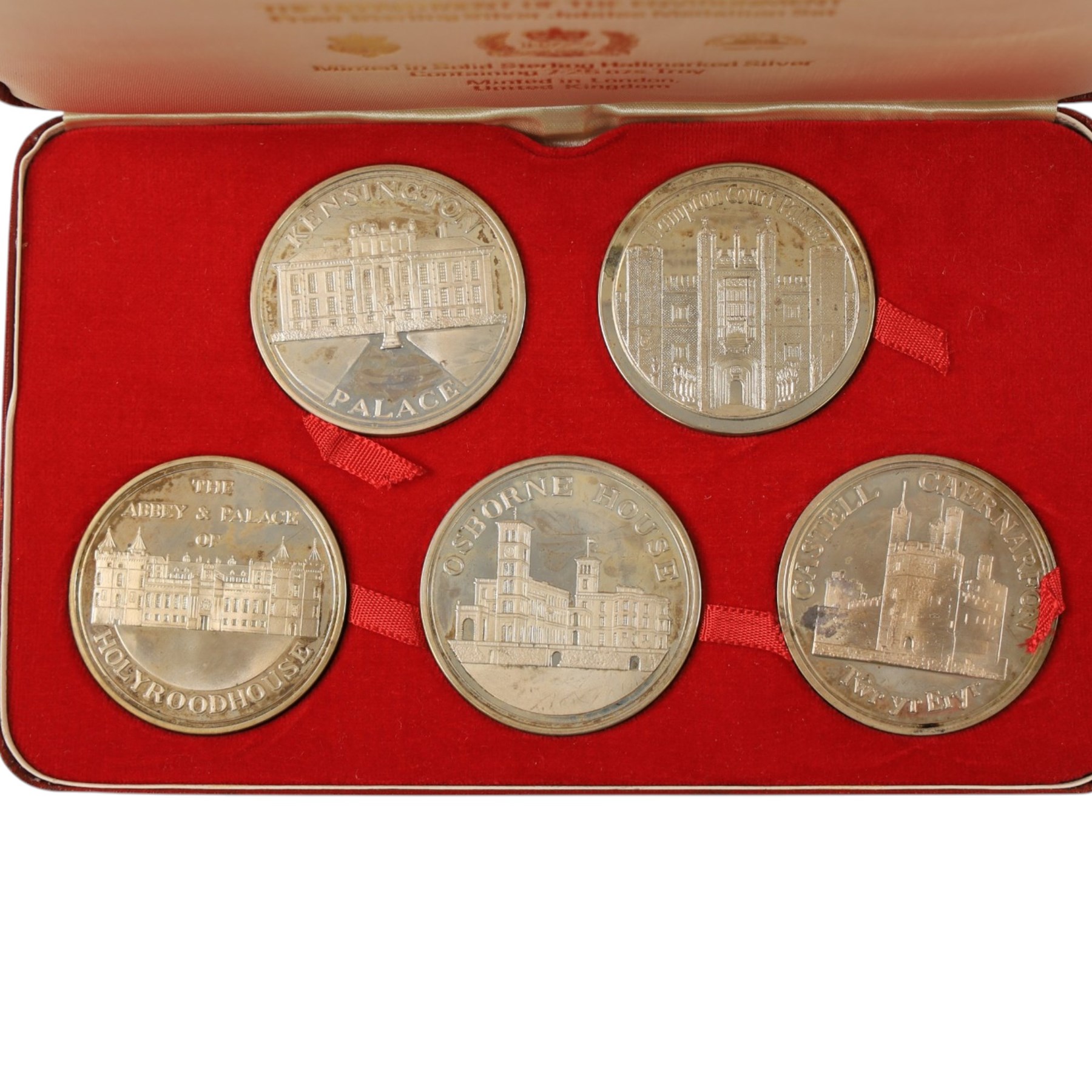 The Department of the Environment 'Silver Jubilee Medallion Set', set of five silver proof medallions, issued by The Tower Mint, cased with certificate