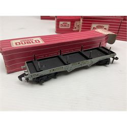 Hornby Dublo - 2-rail, seven passenger coaches - 4035 Pullman Car Aries 1st Class, two 4036 Pullman Car 2nd Class, 4037 Pullman Car Brake/2nd, 4052 Corridor Coach, 4053 Corridor Coach and 4063 Open Corridor Coach; together with fifteen various wagons; all boxed (22)