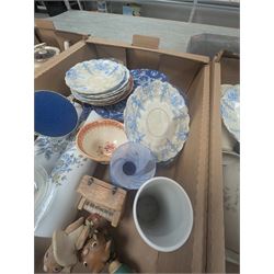 Royal Stafford part tea service, transfer printed Chinese blue and white plate, Pendelphin figures, Kundo clock, etc in three boxes