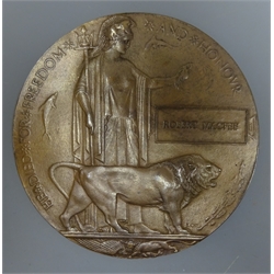  WWI bronze memorial plaque, named to Robert Macfee  