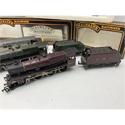 Mainline '00' gauge - two Class 5XP 4-6-0 locomotives 'Leander' No.5690 and 'Orion' No.45691; both unboxed; Class 2P 4-4-0 locomotive No.635 in box base; two empty locomotive boxes; and Lima Class 37 diesel locomotive 'The Cardiff Rod Mill' No.37712; unboxed