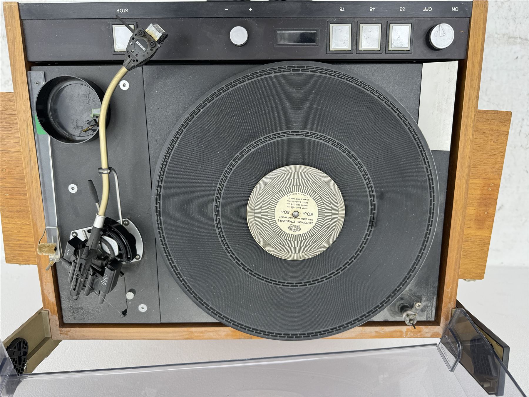 Thorens TD 126 MKII turntable record deck with SME tonearm, within teak case, together with a pair of Mordaunt-Short MS235 speakers, speakers H53cm