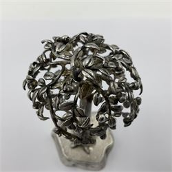 Modern silver and silver-gilt model of a partridge in a pear tree, hallmarked London 1979, maker's mark RFE, H9.5cm