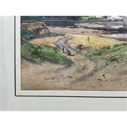 George Gray (Scottish 1880-1910): Scottish Inlet Village, watercolour signed 34cm x 45cm