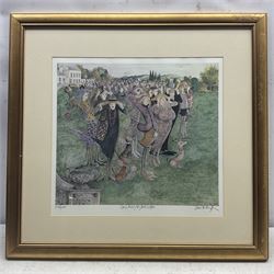 Sue Macartney-Snape (Tanzanian 1957- ): 'Going Away by Helicopter', limited edition print signed and numbered 271/600 in pencil 41cm x 44cm