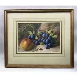 Charles Henry Slater (British 1820-1890): Still Life of Grapes and an Apple, watercolour signed 20cm x 29cm 