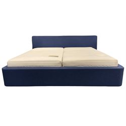 Hulsta Sleeping Systems - Super Kingsize bed upholstered in blue, with two individually tensioned sprung bases and two 3' Top Point 500 single mattresses 