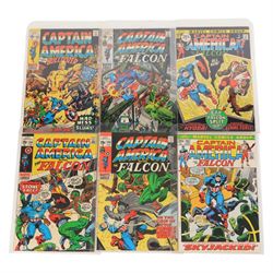Twenty-eight Marvel Silver and Bronze Age 'Captain America' comic books, spanning years 1968-1974, comprising a continuous issues #100, #110, #111, ##116, two copies of #117, three copies of #123,  #125, two copies of #126, #130, two copies of #132, #133, #134, #138, #140, #144, #145, #146, #152, #153, #154, #175, #267 and Giant Size Captain America #1 