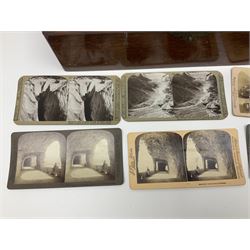 Underwood & Underwood sun sculpture stereoscope viewer, together with three other stereoscope viewer, and box of stereoscopic views by Realistic Travels 