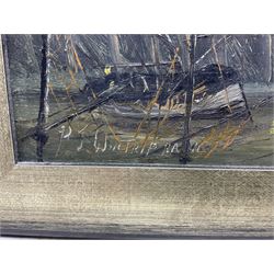 Paul J Wintrip (20th century): Fishing Village, oil on panel signed 36cm x 72cm