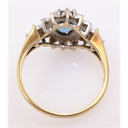  Apatite and diamond cluster ring hallmarked 9ct   