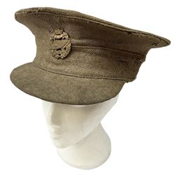 WW1 British Army stiff trench cap with T