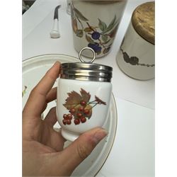 Royal Worcester Evesham pattern part dinner service, including covered jars, covered serving dishes, sauce jugs, dinner plates, side plates etc  