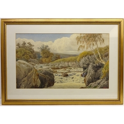  Rural River Landscape, 19th century watercolour signed and dated 1881 by M. Riley 43cm x 72cm  
