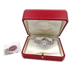 Cartier Must de Cartier 21 ladies stainless steel quartz wristwatch, Ref. 1340, serial No. PL156551, on original stainless steel strap, boxed with additional links 