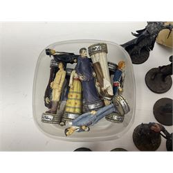 Approximately 80 NLP Lord of the Rings heavy metal painted figurines to include Fell Beast, boxed, and The Watcher, The Dark Lord Sauron, Treebeard etc, and unassociated Dracula themed composite figures marked HHFT50 