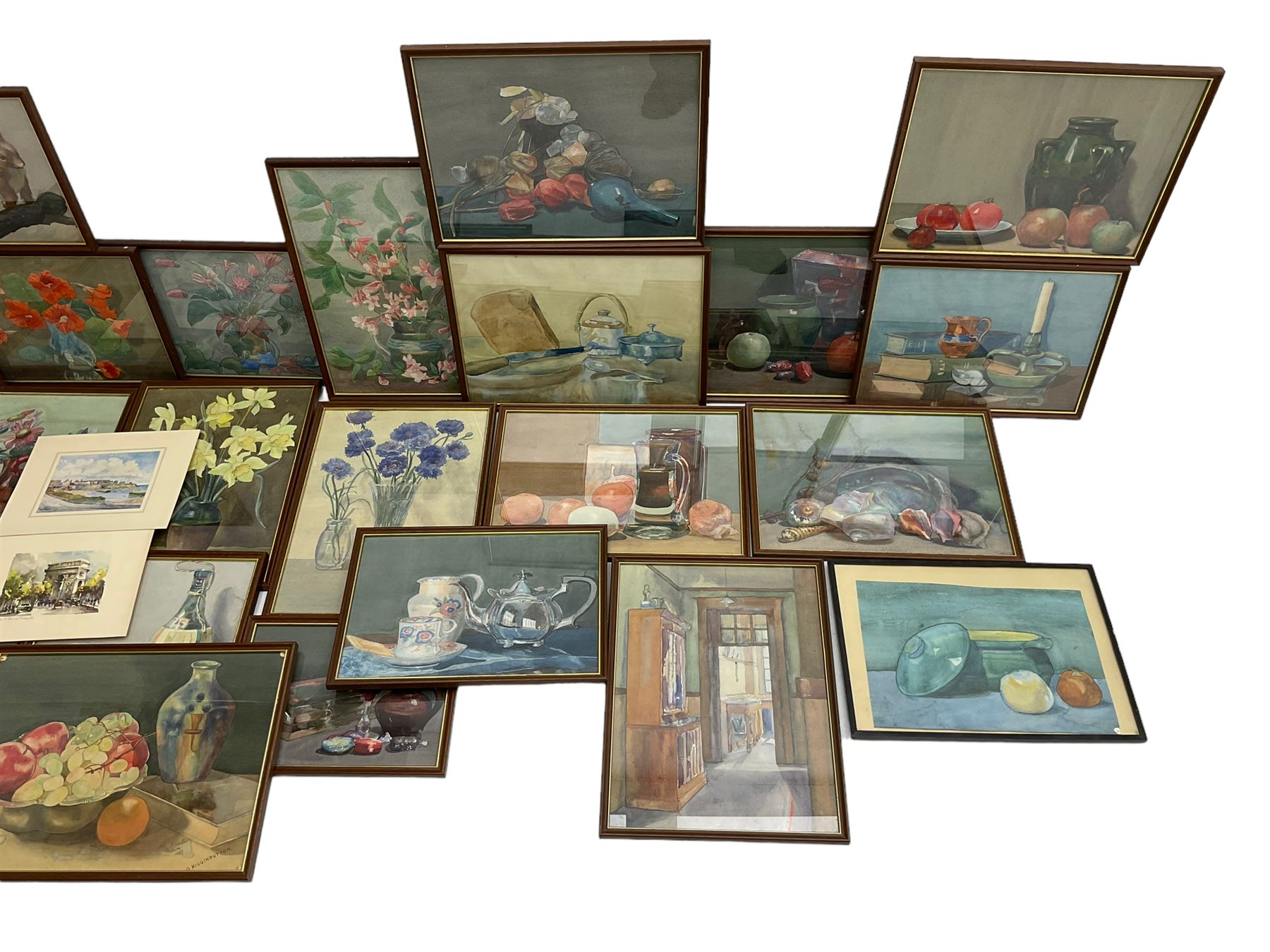 Olive Higginbottom (Yorkshire Early/Mid-20th century): Still Life Studies, studio collection of watercolours, some signed and dated max 38cm x 27cm, in one box (27)