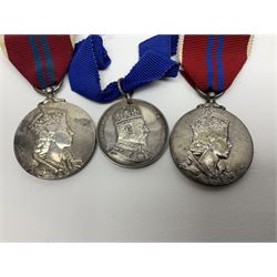 Imperial Service Medal awarded to James Roscow; four coronation medals for Edward VII, George VI and two Elizabeth II (both boxed); George V silver jubilee miniature; and two replica medals - Military Cross and Victoria South Africa 1877-8-9 (8)