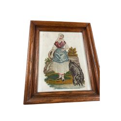 Two needlepoints of a shepherd and shepherdess, both framed H53cm, W46cm 