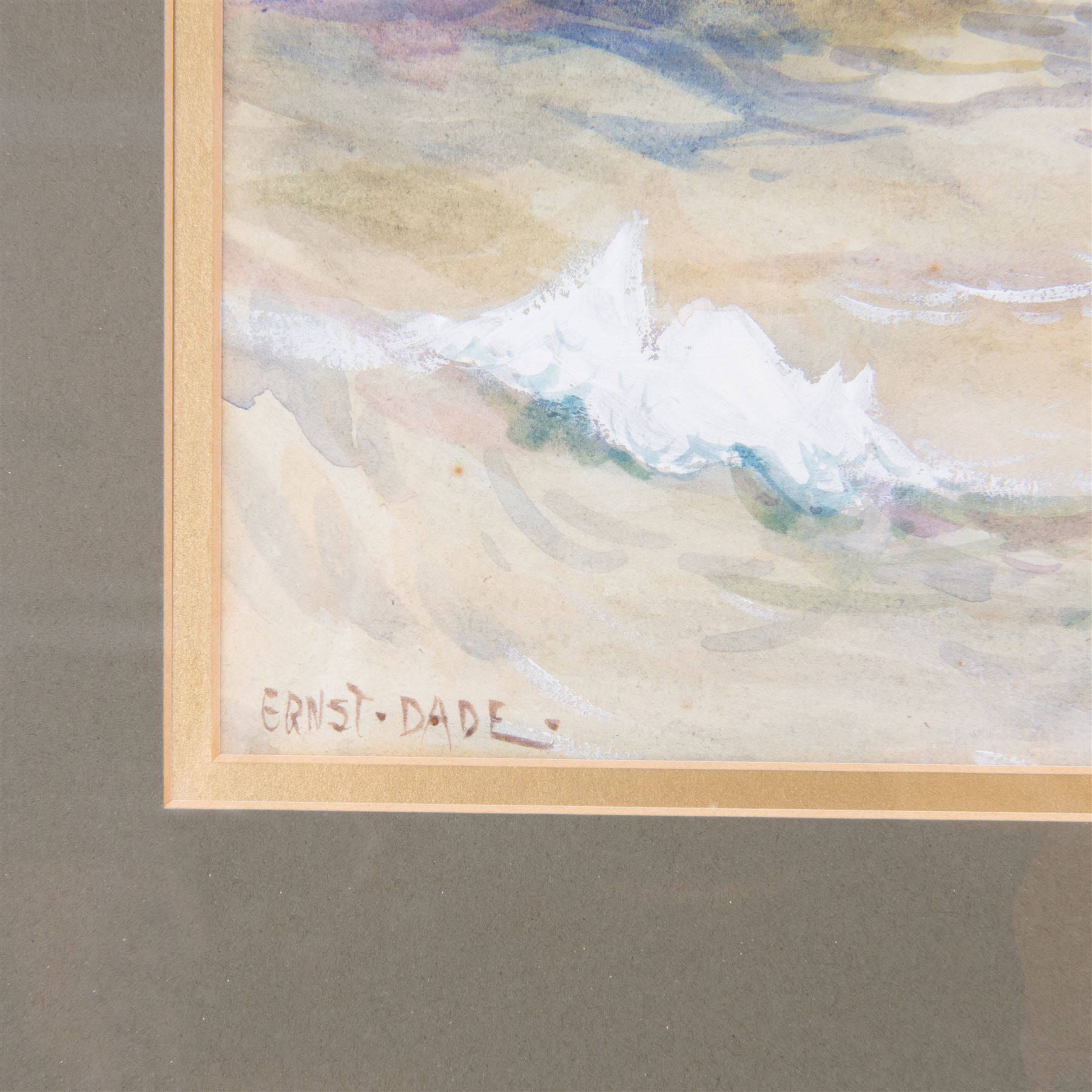 Ernest Dade (Staithes Group 1868-1935): 'Yawls at Sea', watercolour signed, titled on exhibition label verso 38cm x 54cm 
Provenance: exh. 'Maritime England Exhibition', Crescent Art Gallery, Scarborough, June 1982, no. 48, label verso