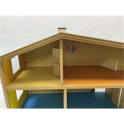Swedish Lundby dolls house with furniture, H42cm, L66cm
