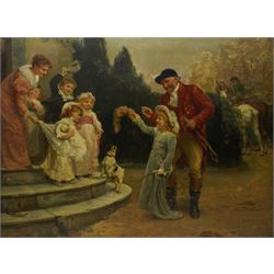 Frederick Morgan (British 1847-1927): Father and Daughter Returned from the Hunt, oil on canvas signed 91cm x 121cm
