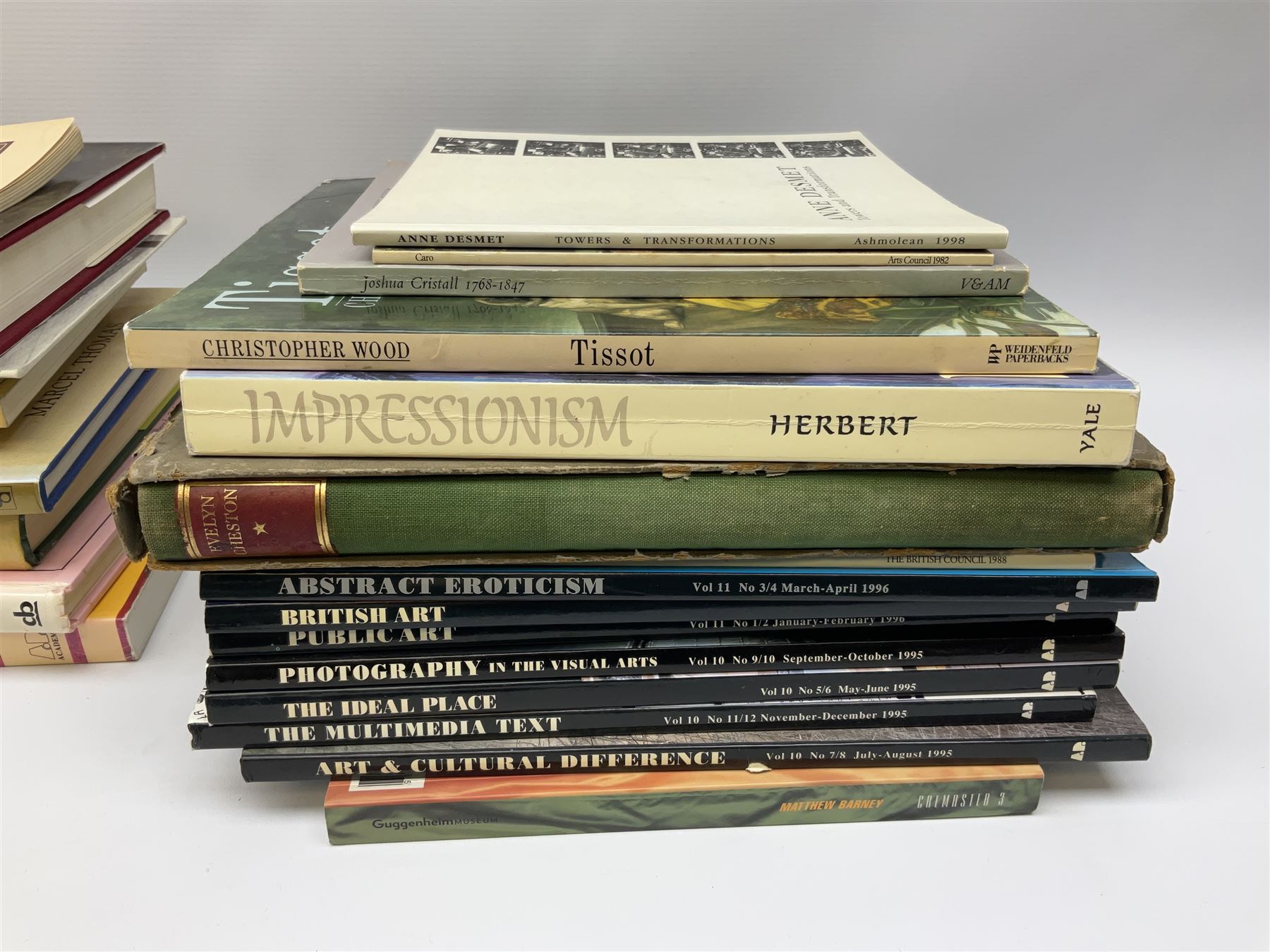 Large collection of fine art and antique reference books, to include Gordon Fleming, The Young Whistler; Sidney C. Hutchison, The History of the Royal Academy, Edward Yardley, The Life and Career of Frank Henry Mason R.B.A., R.I., R.S.M.A. 1975-1965; Brenda Roberts, The Collectors Encyclopaedia of Hull Pottery; Marcel Thomas, The Golden Age Manuscript Painting at the Time of Jean, Duc de Berry; Lindsay Errington, Tribute to Wilkie, etc. 