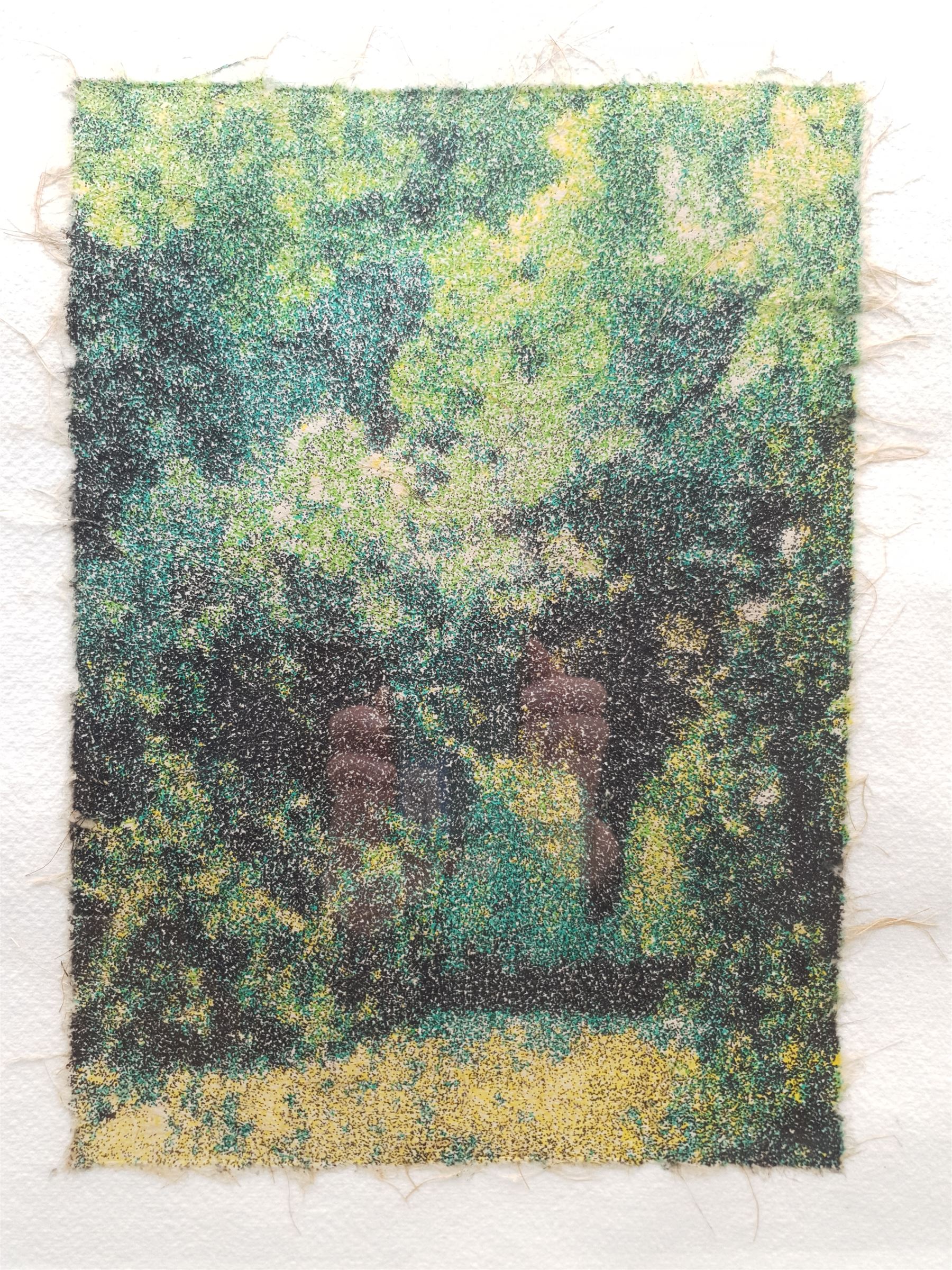 Karl Torok (Bradford 1950-2015): 'Rhododendron Path', fabric print signed titled numbered 1/15 and dated 1987 in pencil 30cm x 22cm (76cm x 55cm full sheet)