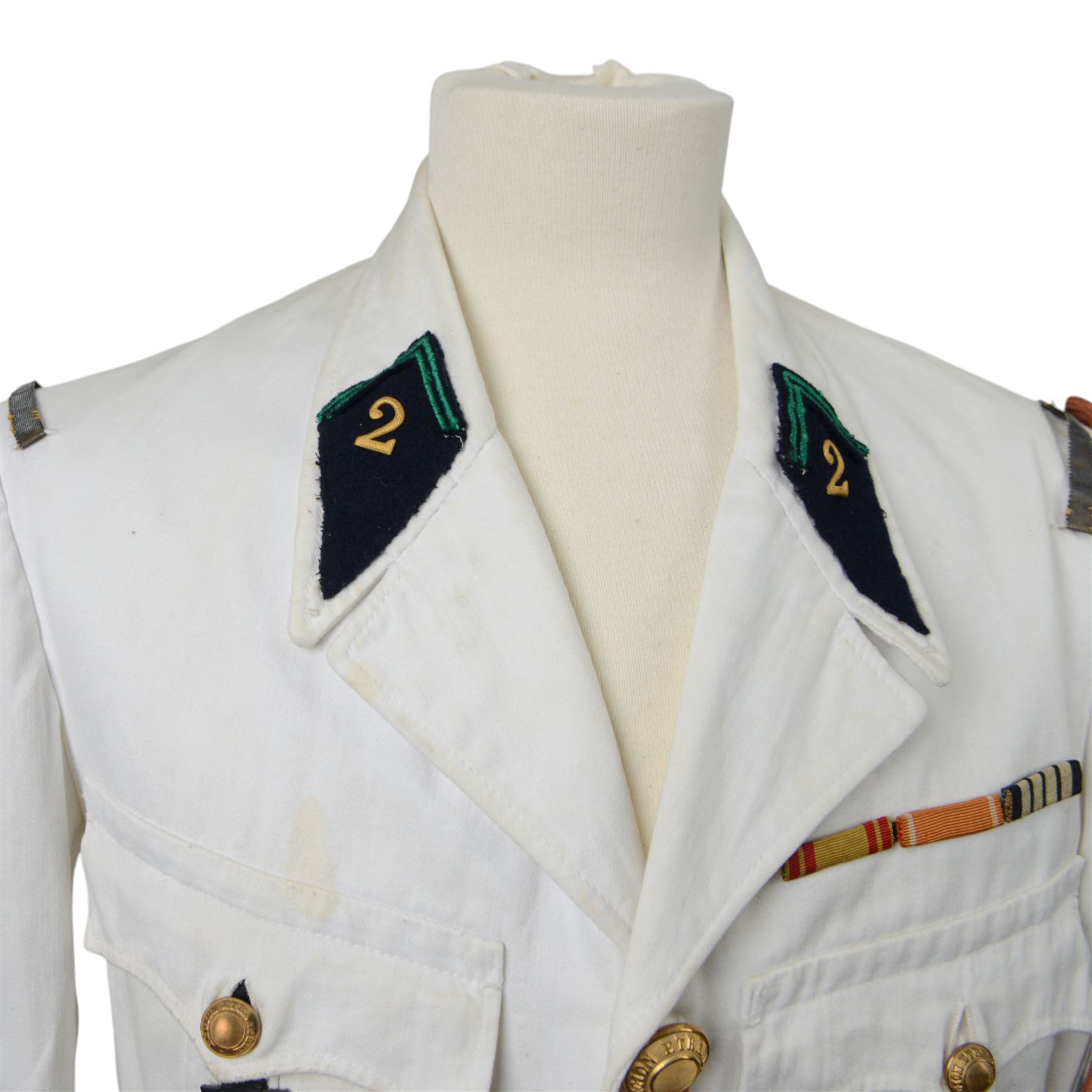 French Foreign Legion Officer, summer whites tunic 2nd d'Infanterie Regiment Etranger 
