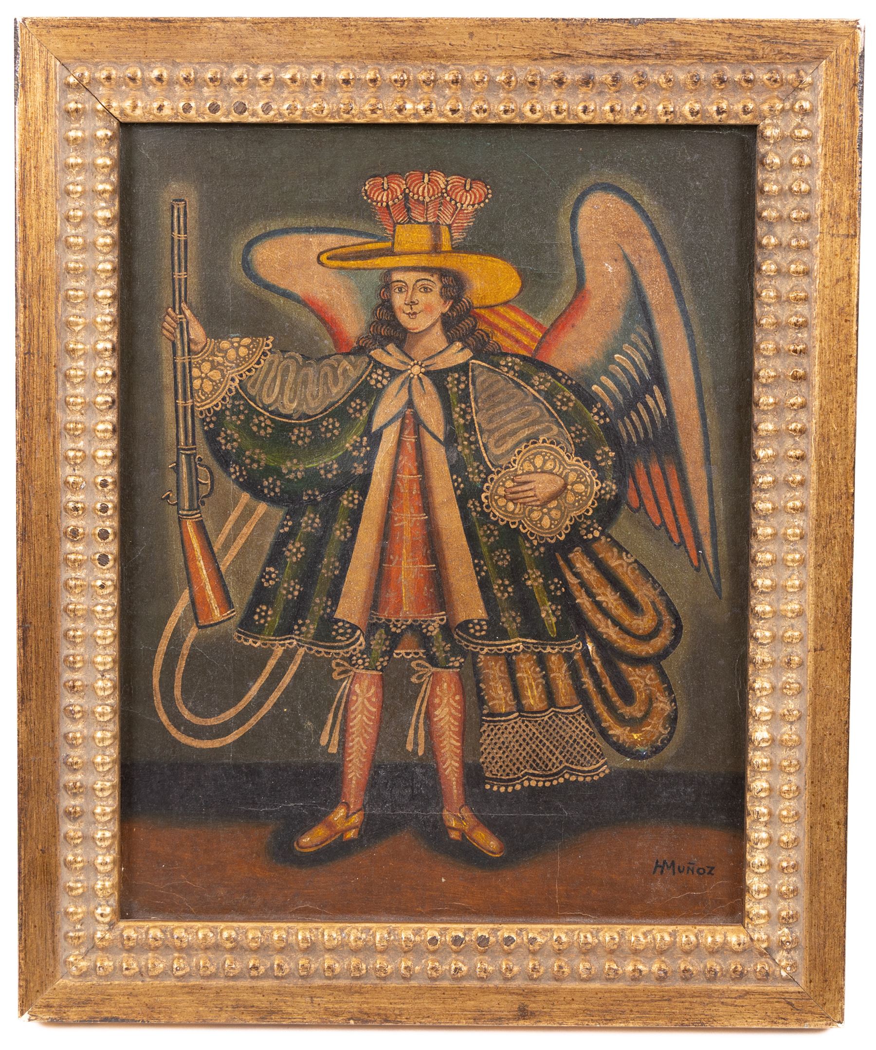 Cuzco School (Peruvian Colonial 19th century): Portrait of an Archangel ...