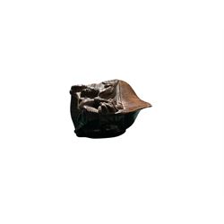 19th century treen snuff box in the form of a ship, with carved detail including windows and mythical figures, L15cm, H6cm