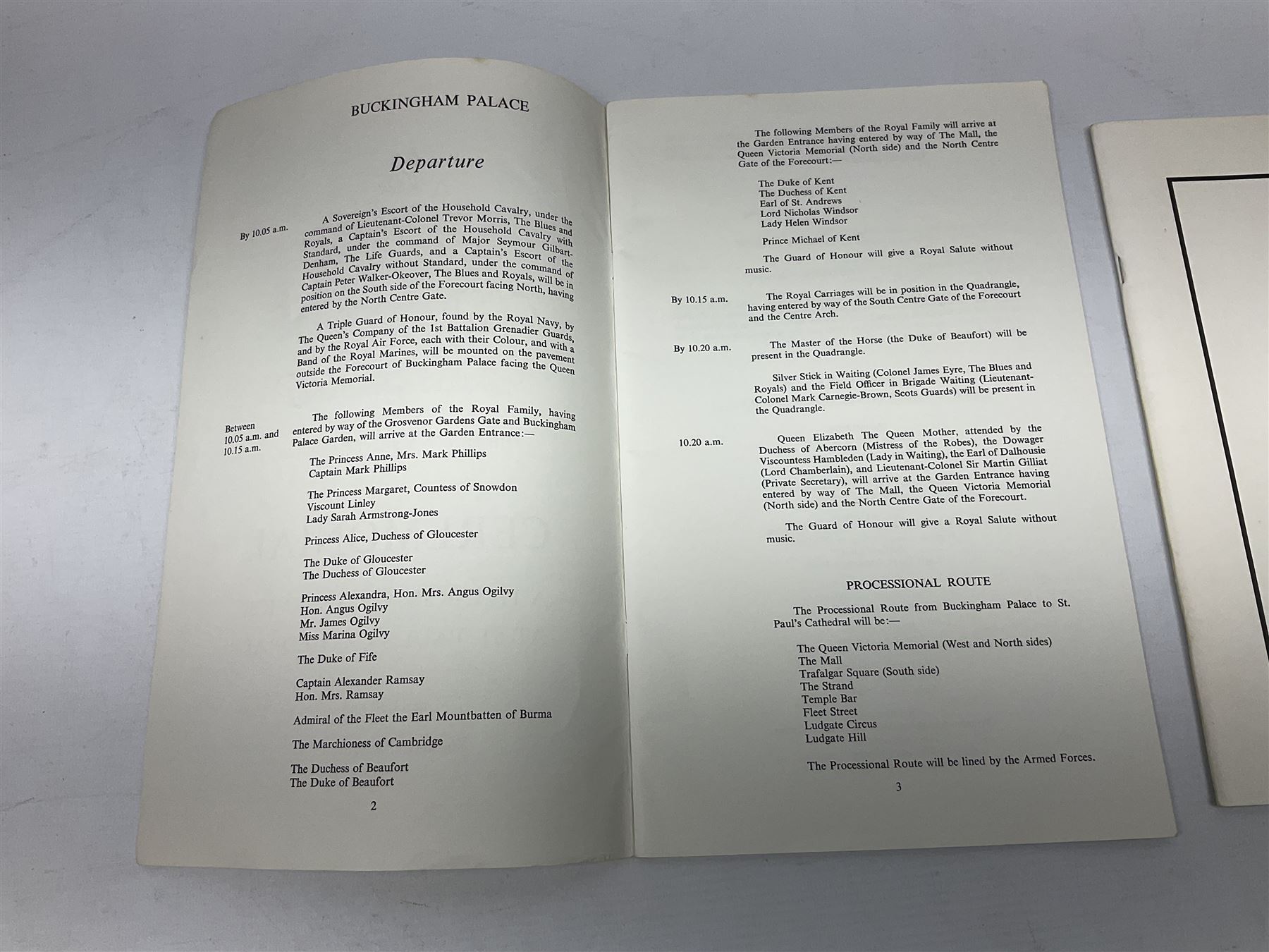 Queen's Silver Jubilee order of service for 'Ceremonial a thanks giving service at St Paul's Cathedral' and Westminster Abbey order of service for 'Funeral of Her Majesty Queen Elizabeth The Queen Mother'