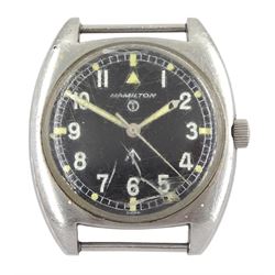 Hamilton British Military RAF pilots stainless steel wristwatch, back case issue markings ^ 6BB-6645-99 523-8290 7808/75