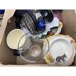 Collection of decorative Venetian masks together with other collectables, in two boxes 