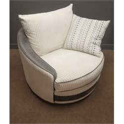  Wren Furniture - swivel armchair upholstered in jumbo cord fabric, W106cm  