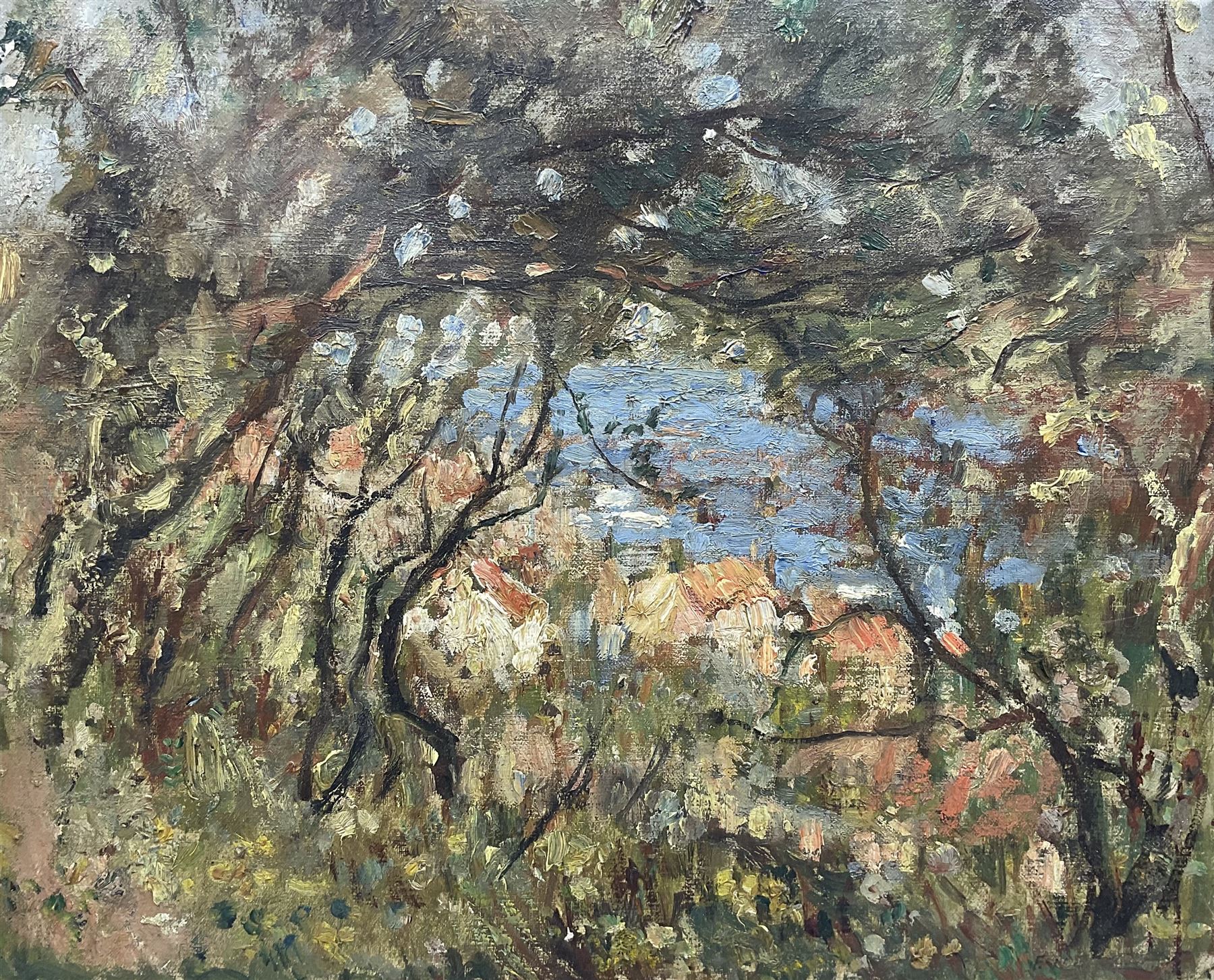 Frederick William Jackson (Staithes Group 1859-1918): View Through the Trees - Runswick Bay, oil on canvas signed 35cm x 43cm