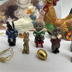 Ten Hantel miniature pewter figures, including Goose that lays the golden egg, cockerel, rabbits etc, together with collection booklet 