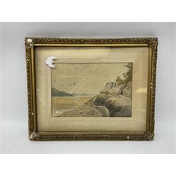 E L R (British 19th century): Loch Fishing with sailing boats, watercolour signed and dated 1893 together with two more similar watercolours max 24cm x 60cm (3)
