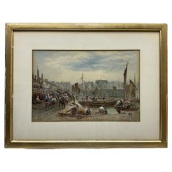 John MacPherson (Scottish fl.1858-1891): Busy Scottish Harbour Scene, watercolour signed 23cm x 34cm 