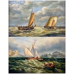 Continental School (20th century): Fishing Boats off the Coast, two oils on panel unsigned max 19cm x 24cm (2)
