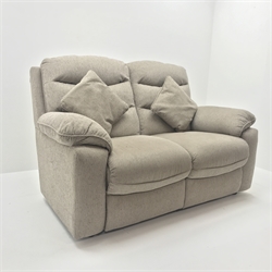  Pair La-z-boy Anna two seat sofas upholstered in latte fabric with scatter cushions, W165cm (2)  