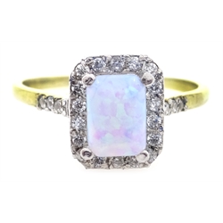  Silver-gilt opal and cubic zirconia ring, stamped Sil  