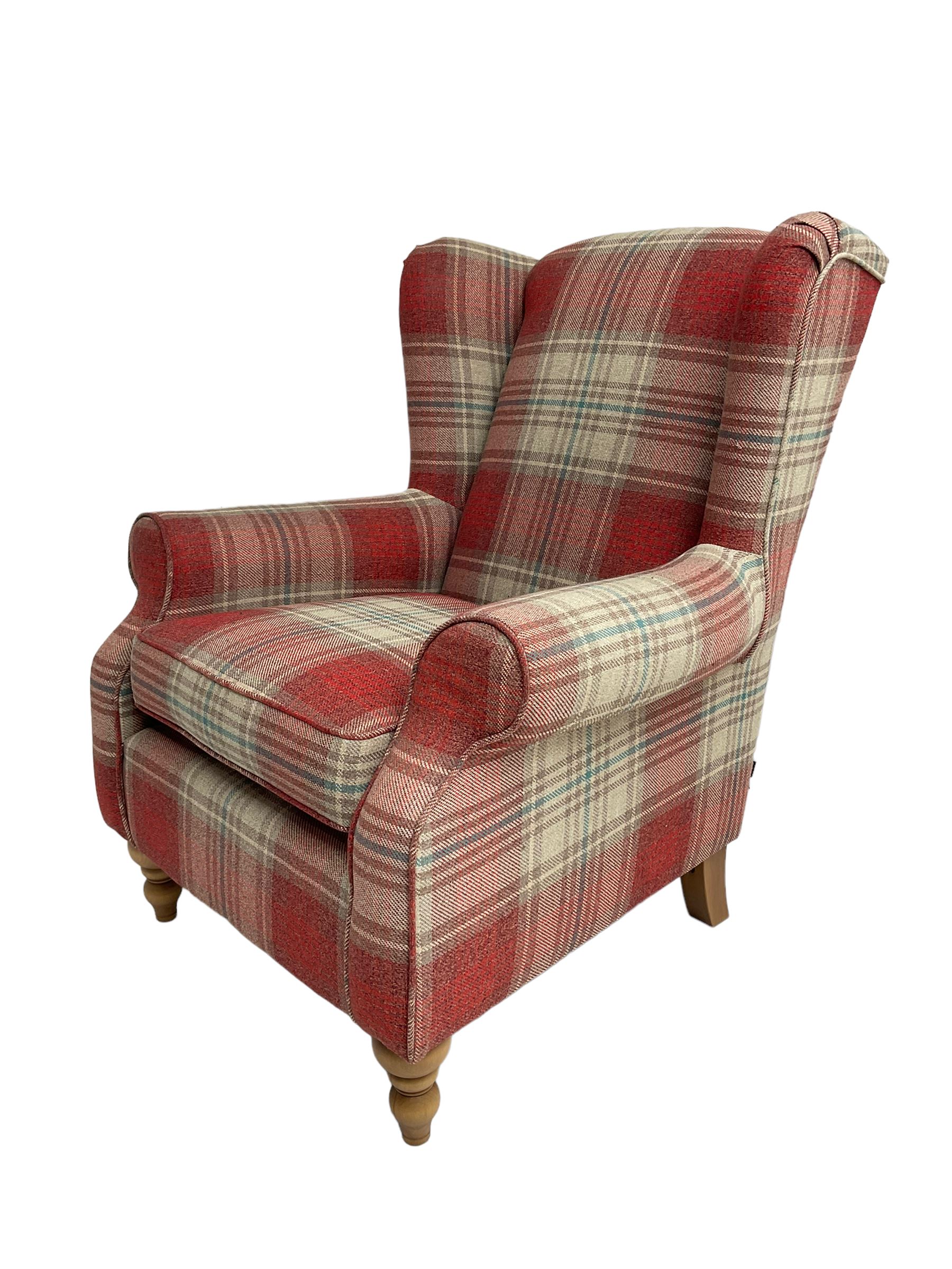Next Home - wingback armchair, upholstered in checkered fabric 