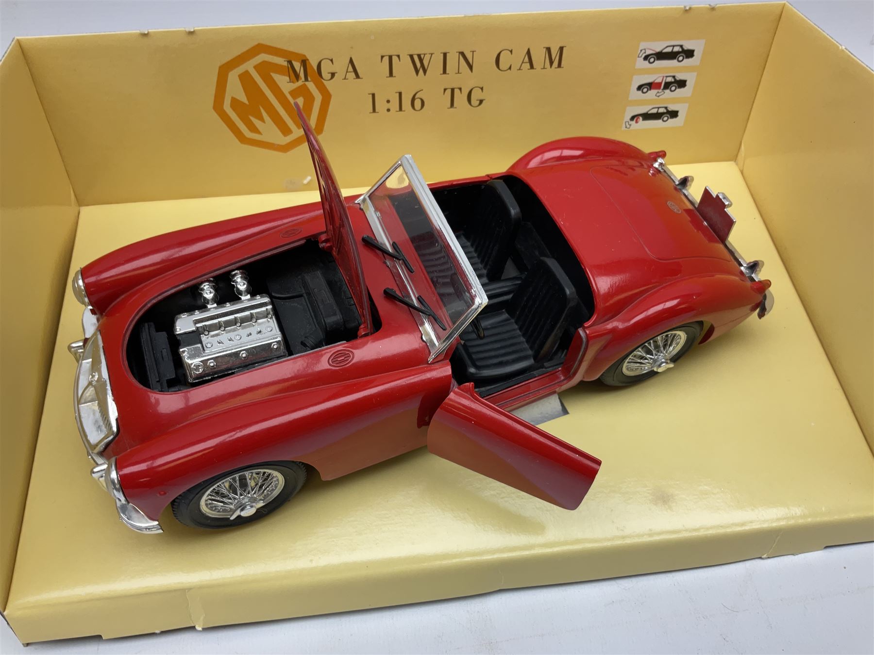 Polistil - four Tonka 1:16 scale models comprising Porsche 911 Cabriolet; MGA Twin Cam; Ferrari California; and Morgan Plus 8; and Polistil 1:18 scale  model Lamborghini Miura; all boxed (5)